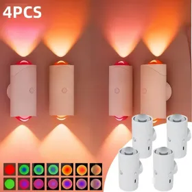 4pcs Rechargeable LED Night Light Wall Lamp Commercial StrobeLight Multi-color Mode Dimmable Indoor Light Magnetic StepLight For Entryway Bedside (Option: White4PCS)