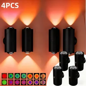 Motion Sensor Night Light Wall Lamp With USB Type-C Charging Ultra Long Battery Life Magnetic Mount Colorful Neon Colors Change For Bedroom Bathr (Option: Black4PCS)