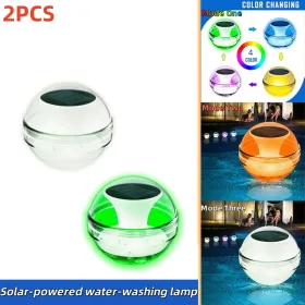 Outdoor Solar Rechargeable Floating Pool Lights,Pool Lights That Float With Solar Charging Panel,IPX7 Waterproof For Inground Pool, Bathroom, Bat (Option: 2PCS)