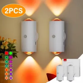 4pcs Rechargeable LED Night Light Wall Lamp Commercial StrobeLight Multi-color Mode Dimmable Indoor Light Magnetic StepLight For Entryway Bedside (Option: White2PCS)